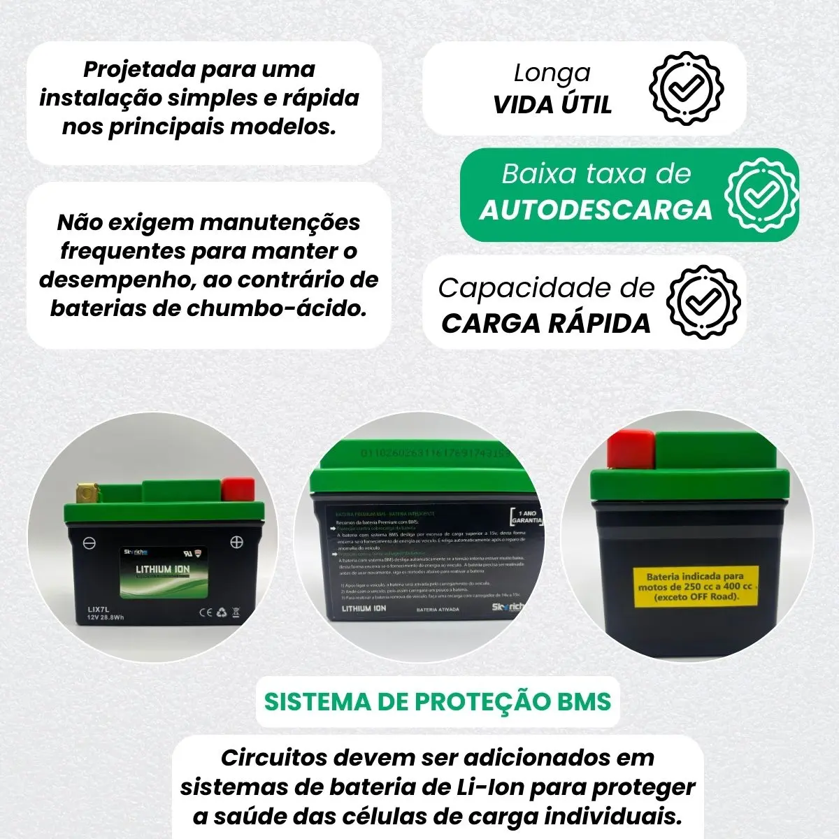 Diferenciais da bateria de lítio Skyrich